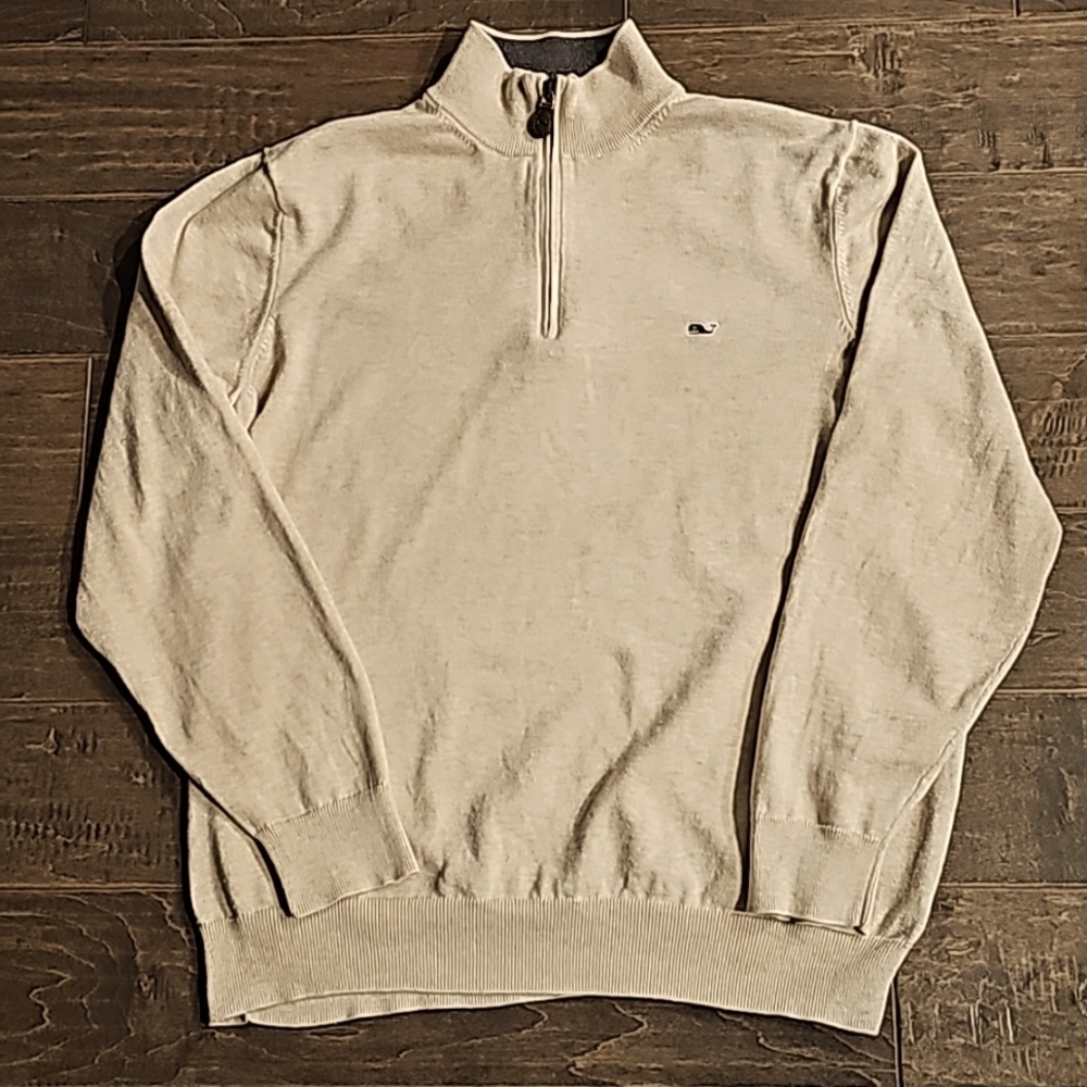 Vineyard Vines Cream Quarter-Zip Sweater